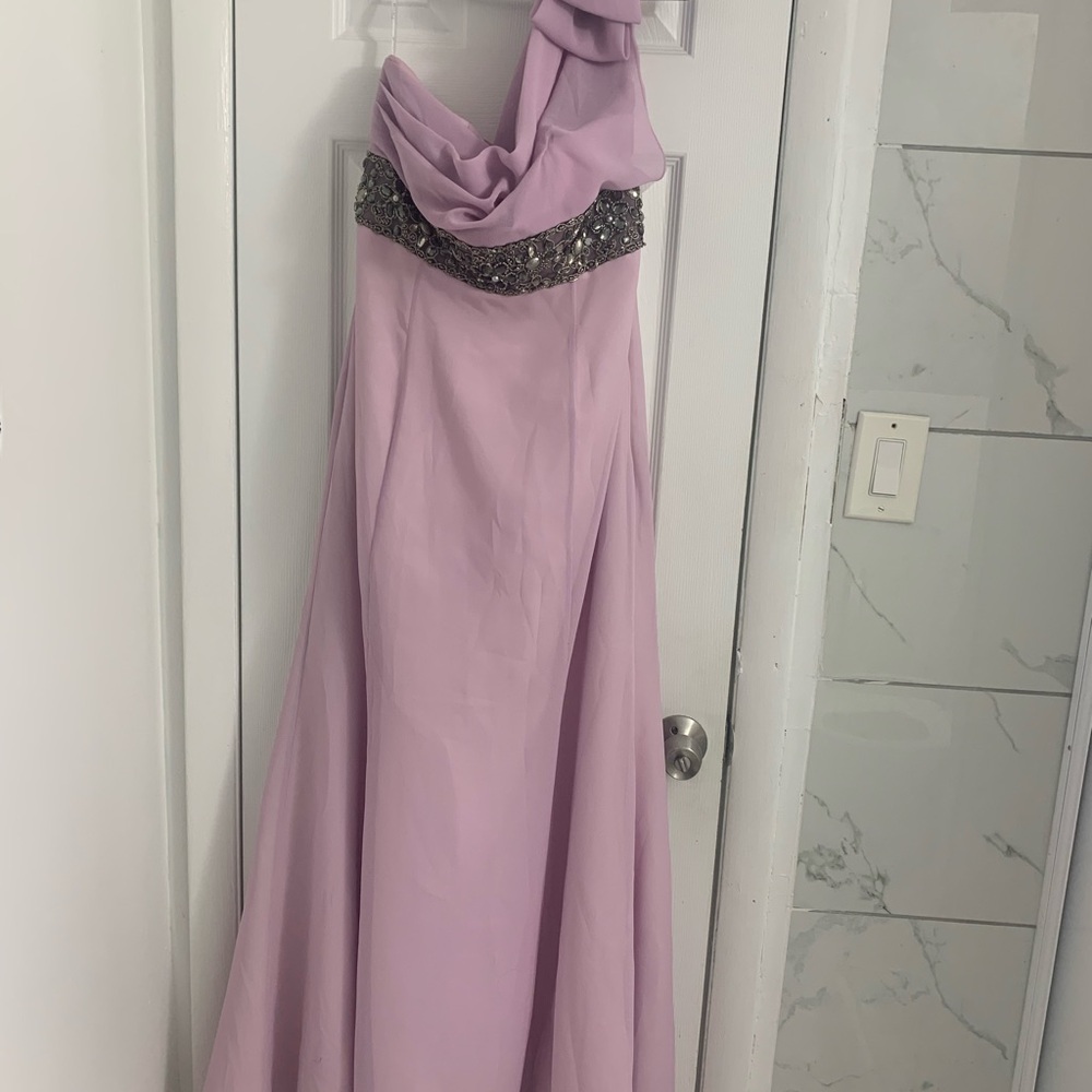 Love One Shoulder Lavender Dress with Silver Accents